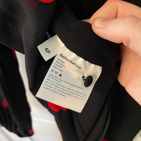 Reformation Luanne Red and Black Polka Dot Long Sleeve Midi Dress Size 4P - Picture 12 of 12